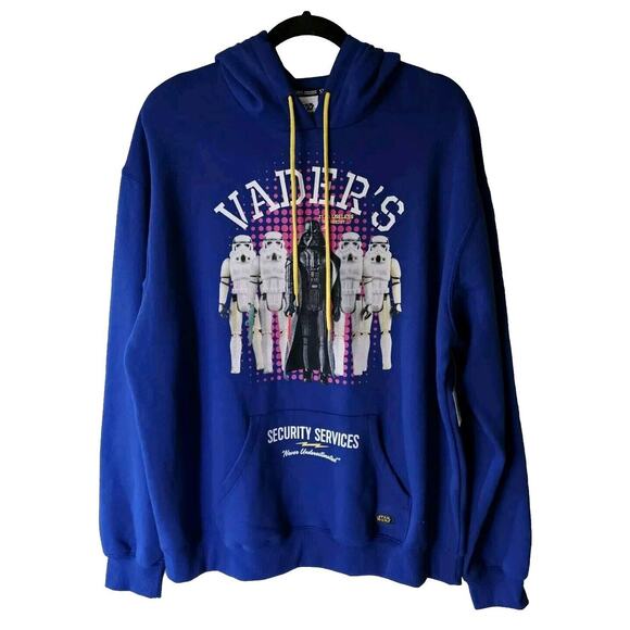 45th Disney Star Wars Darth Vader Security Blue Hoodie Sweatshirt Size L - Picture 1 of 7